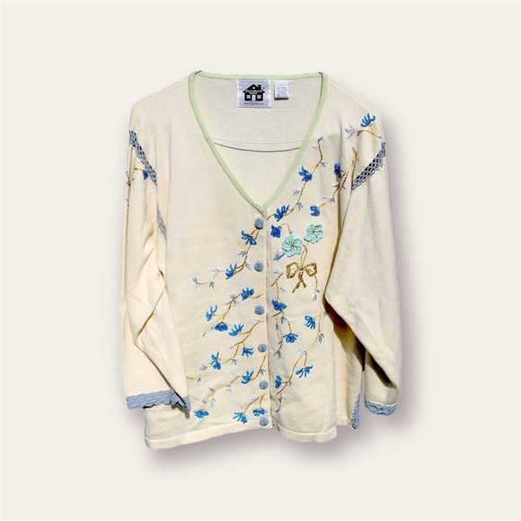 Vintage Storybook Knits Floral Oversized Cardigan - Picture 1 of 8
